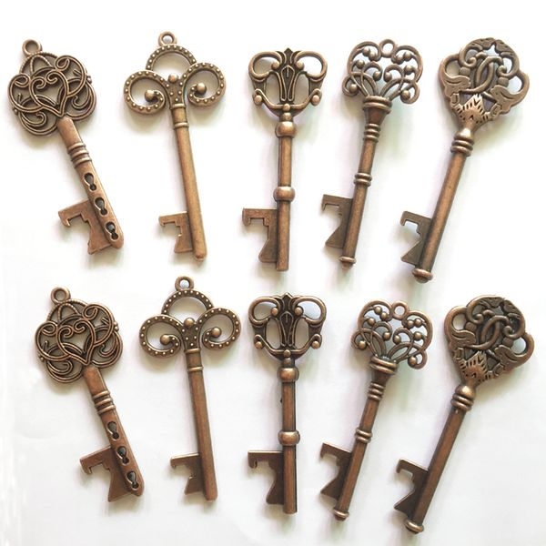 

5 pcs/set metal skeleton key bottle opener skeleton bottle opener wedding party favor guest gifts rustic wedding souvenir decor