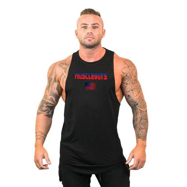 

muscle guys brand summer american flag bodybuilding stringer tank mens fitness sleeveless shirts gyms clothing undershirt, White;black