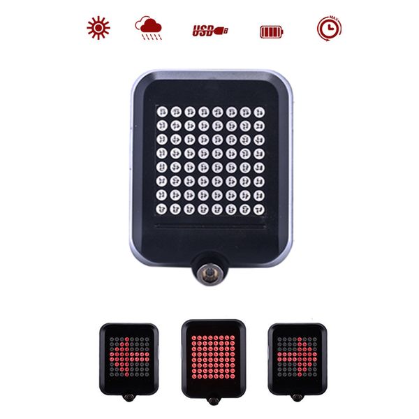

bicycle tail turn signal warning light automatic direction indicator taillight usb charging bike safety cycling light #35