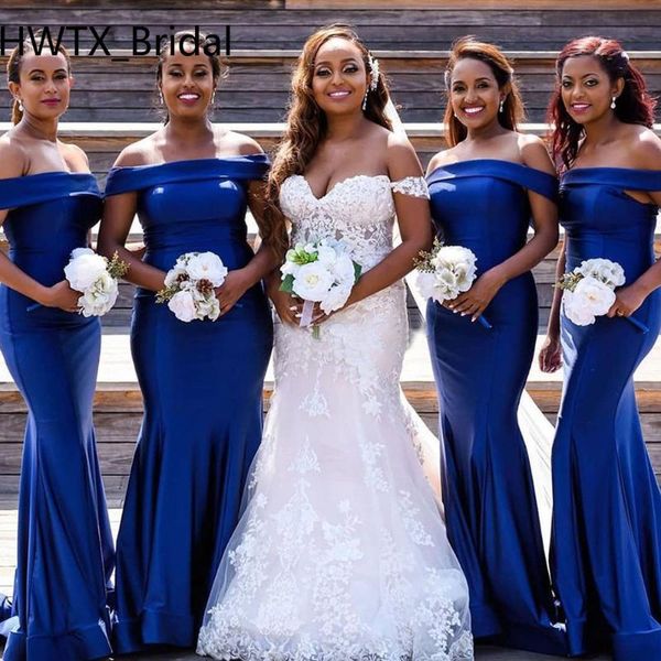 

2020 african black girls bridesmaid dresses royal blue satin boat neck mermaid nigerian girls long formal party dress gowns, White;pink