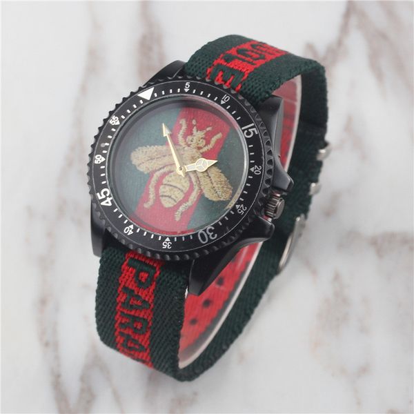 

New Explosion Men Quartz Sports Watches High Quality Fashion Colorful Nylon Military Casual Vintage Male Bee Face Waterproof Clock