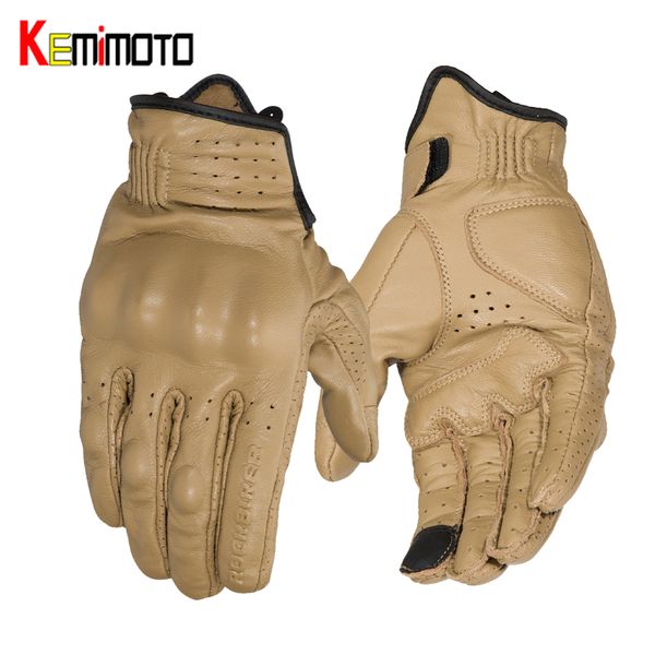 

motorcycle adventure touring ventilated gloves genuine leather motorbike gloves kemimoto touchscreen summer cycling motocross, Black