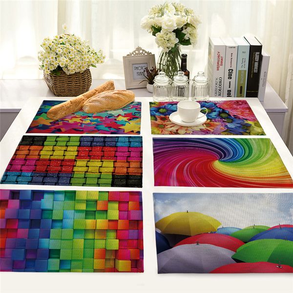 

cotton linen western food mat colorful element swirling pencil print table mat colorful western food placemat insulation kitchen pad