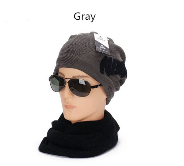 

fashion-new fashion simple winter men's knitting pullover hat with plush cold p protection wool cap outdoor ski cap, Blue;gray