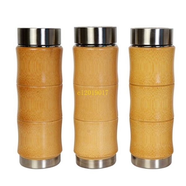 2019 New natural de bambu garrafa térmica copo de aço inoxidável criativo cinto de bambu filtro de água xícara de chá3455