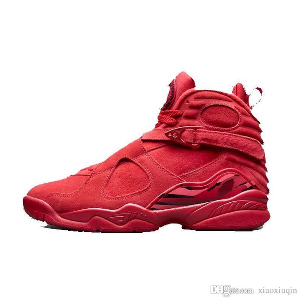 

mens retro 8s basketball shoes j8 red suede valentines day black chrome new air flight aj8 jumpman 8 viii sneakers tennis with box