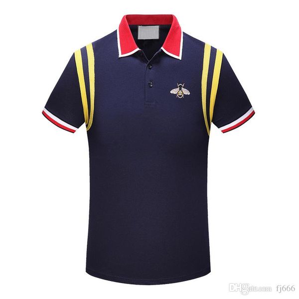 

2019 new men polo shirts short sleeved casual polo tees snake bee floral embroidery mens polos shirt, White;black