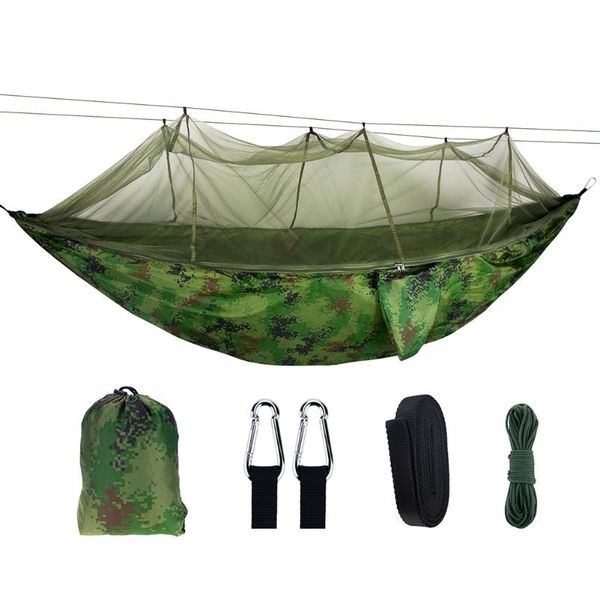 

ultralight travel hammock with integrated mosquito net durable portable hammock hanging chair breathable 210t nylon hang bed new