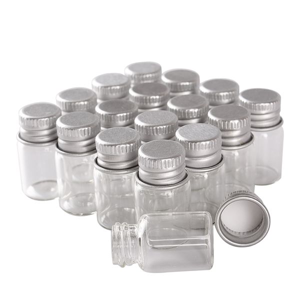 wholesale Bottiglie di vetro da 100 pezzi da 2 ml 16 * 26 mm con tappi in alluminio Mini bottiglie di vetro Fiale di vasetti piccoli