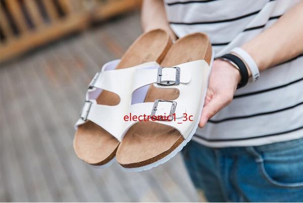 

new summer cork slippers women casual shoes mixed color pu flip flops men valentine beach sandal plus size 39-44