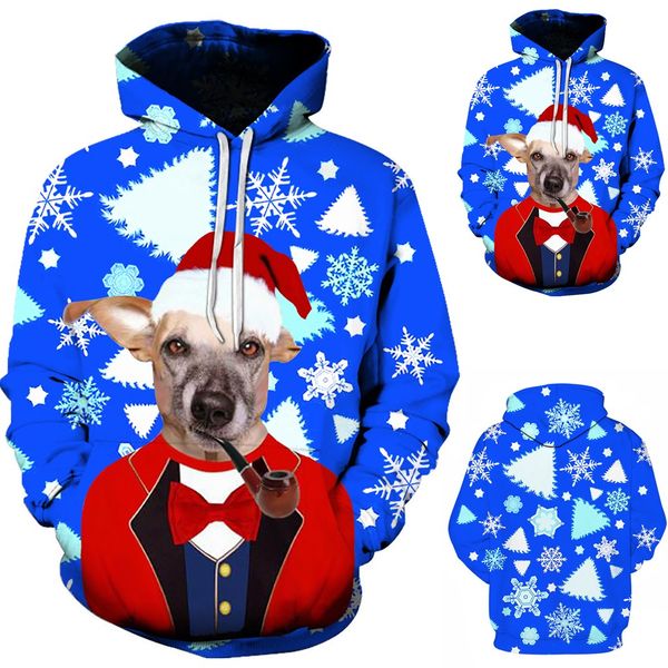 

men's adorable printing christmas hoodie fashion 3d funny printed comfortable festival hoody print pullover suÃ©ter masculino#3, Black