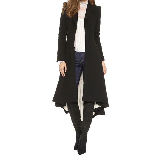 

women casual coat thin long cardigan overcoat elegant belted duster jacket overall outwear plus size 2018 autumn spring, Black