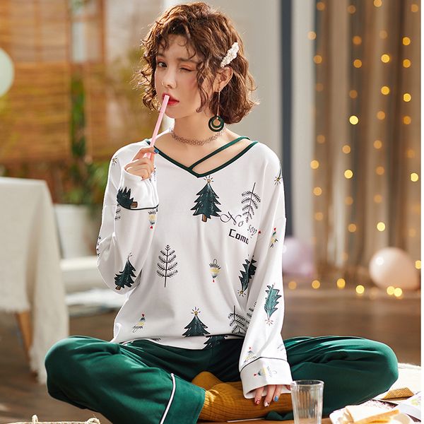 

bzel пижамы для женщин с длинным рукавом пижамы сосна pijama mujer пижамы женское белье нижнее белье sleep lounge из двух частей набор, Blue;gray