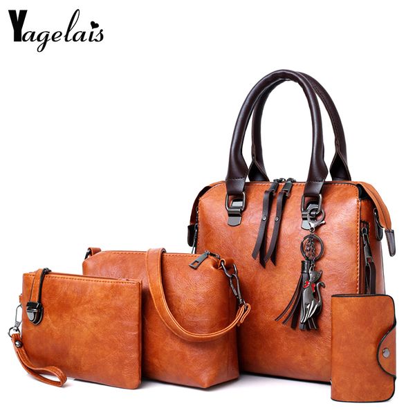 

women composite bag luxury leather purse and handbags famous brands designer sac handle female shoulder bag 4pcs ladies set cj191205
