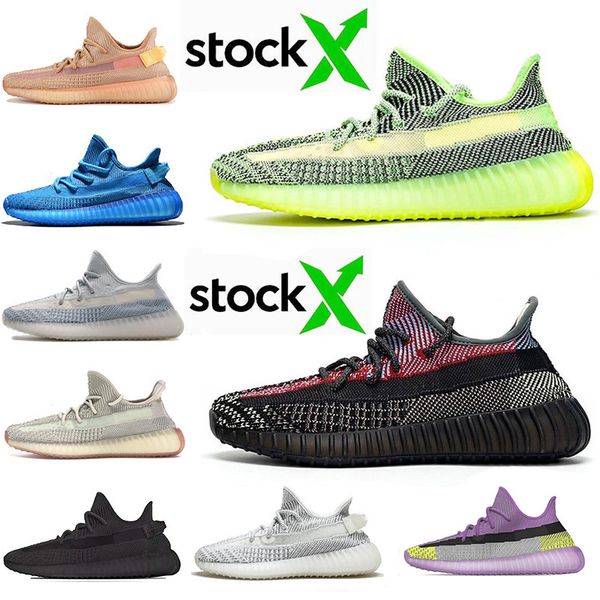

new style yeezreel yecheil yeshaya running shoes mens women citrin cloud white gid glow 3m reflective static kanye west trainers sneakers, White;red