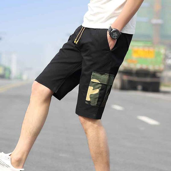 

casual men pants 2020 new summer fashion sports cargo shorts casual beach theme popular print oversize men pants 4-color selected, Black