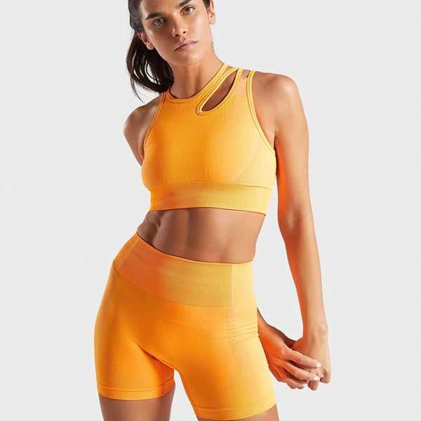 

seamless yoga set tracksuit quick dry sportswear running workout set gym jogging femme sports bra high elastic gym shorts, White;red
