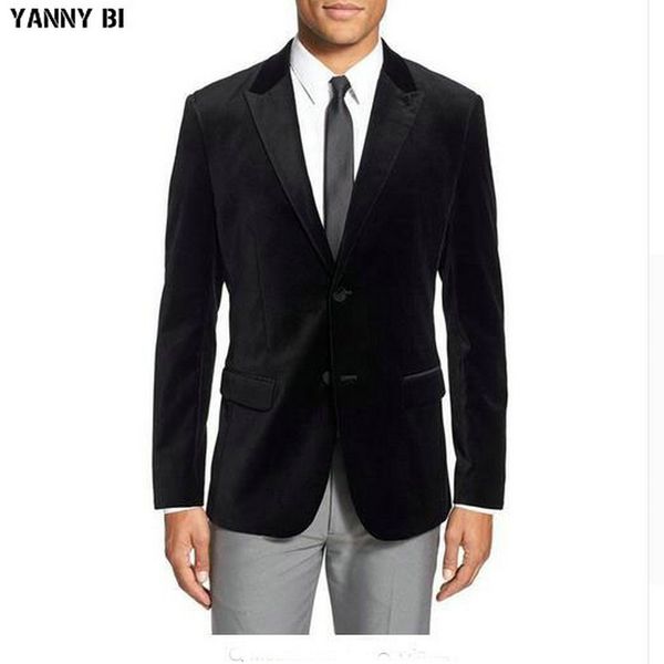 

custom made mens black velvet smoking blazer luxury wedding dinner party wear jacket coat suit jackets, White;black