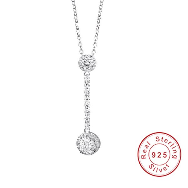 

brand jewelry ethnic 925 sterling silver necklace with long pendant sona shiny cubic zircon female wedding party girls gift