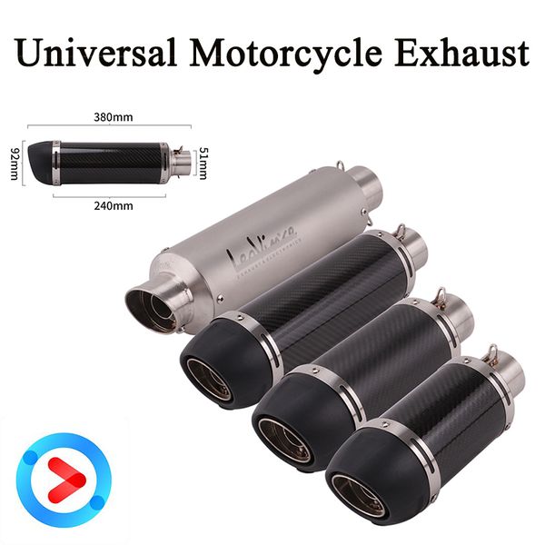 

51mm universal motorcycle exhaust modified scooter leovince exhaust muffle fit for r1 r3 cbr300 most motorcycle atv with sticker