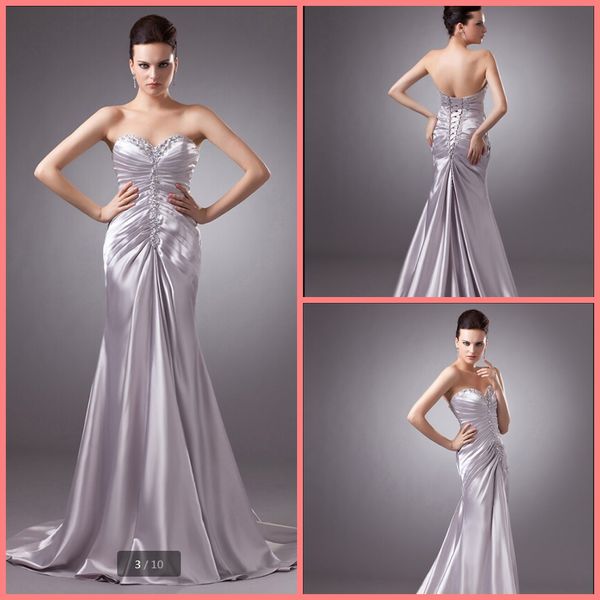 

2019 formal silver long sweetheart evening dresses gowns for women pleats stretch satin crystals women evening wear real evening gowns, Black;red