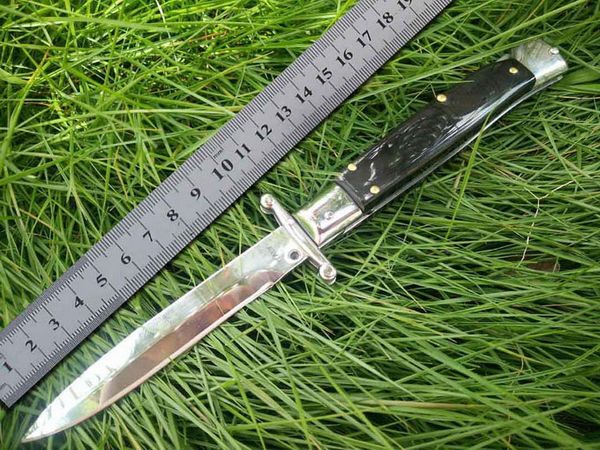 

Новый BM Micro 9 дюймов черный рог 9 дюймов итальянский мафиозный стиль святой покровитель складной автоматический нож открытый кемпинг карманные ножи C07 авто нож