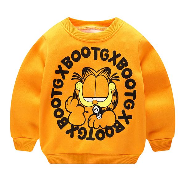 

2019 baby yellow sweatshirt long sleeve cartoon baby hoodies outwear thick warm newborn velvet baby autumn winter clothes, Black