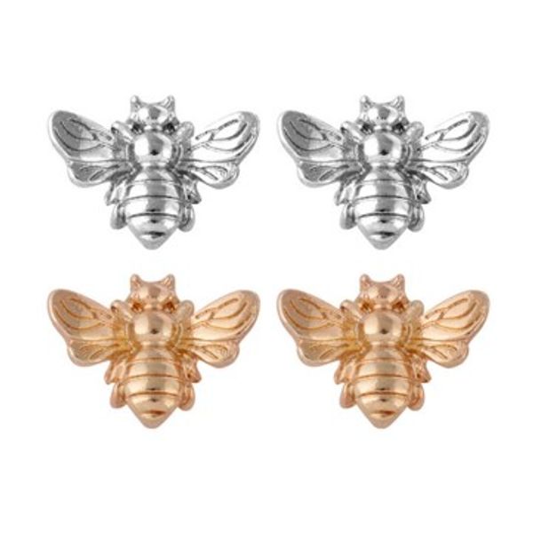 

cute bees ear studs womens jewelry fashion accessories alloy gold silver plated stud earrings, Golden;silver