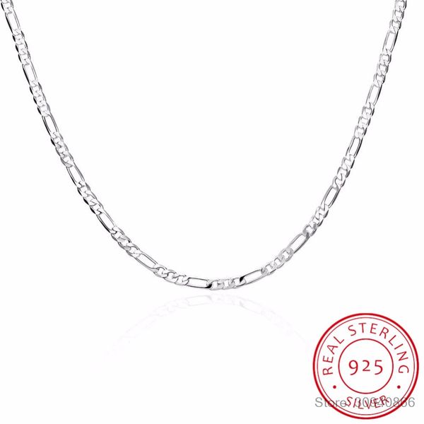 

40-75cm slim 925 sterling silver 4mm figaro chain necklace women girl boy kids italy jewelry kolye collares sieraden colier