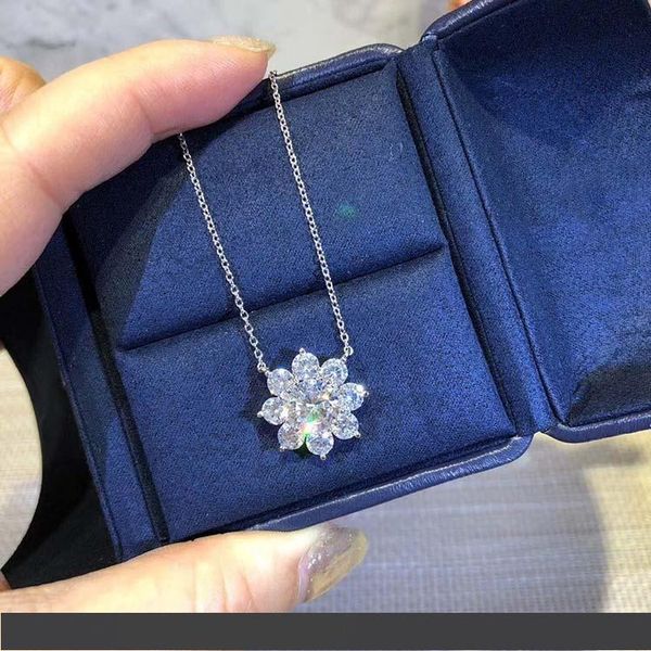 

s925 стерлингового серебра материал изысканный роскошный полный огонь цветок ожерелье европейский американский мода ожерелье для женщин, Silver