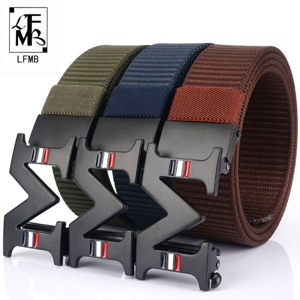 

lfmb]men belt nylon tactical army belt for trousers metal buckle canvas belts outdoor training black waist, Black;brown