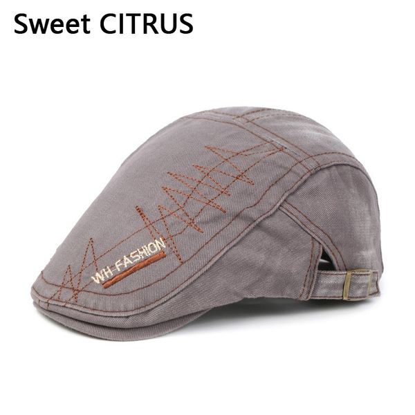 

sweet citrus brand spring autumn vintage beret letter buckle flat caps for men cotton retro berets casual visor hat designer cap, Blue;gray