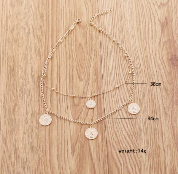 

wholesale women new queen of england head necklace female bead chain combination multi-layer necklace gift, Silver