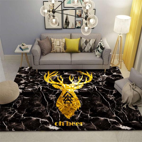 

nordic style fashion area rugs gold antlers marbling bedroom mat anti-slip sofa floor rug soft living room carpet for home decor