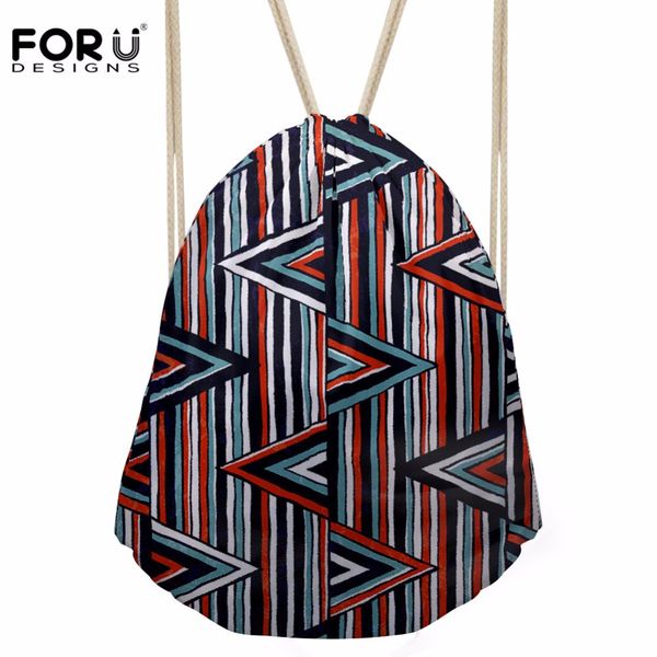 

forudesigns women's geometry pattern drawstiring bag teenagers fashion sport pouch kids school packing bags travel gift bolsos