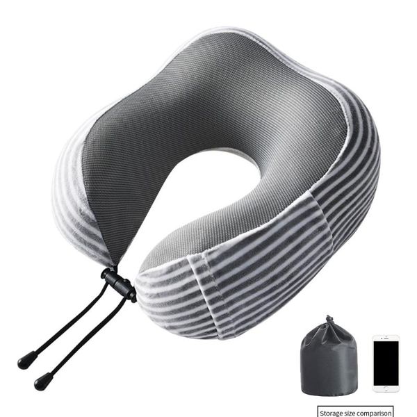 

u shaped memory foam striped neck pillows soft slow rebound bedding pillow neck cervical healthcare space travel pillows