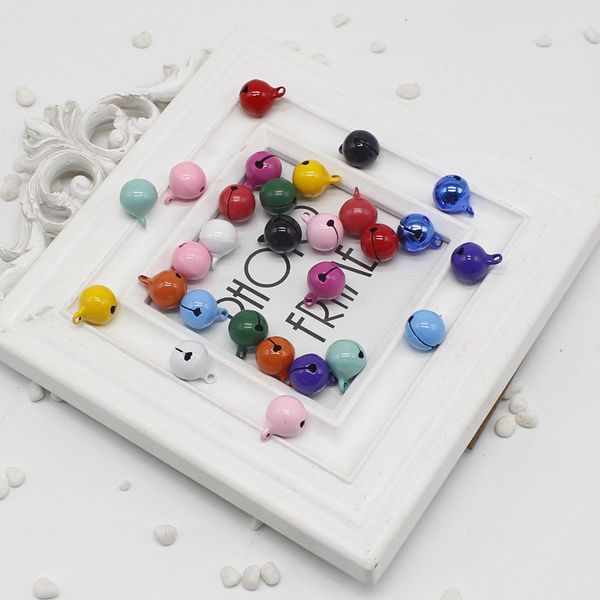 

50pcs colorful iron loose metal beads jingle bells christmas decoration pendants diy crafts handmade accessories size 13*13mm