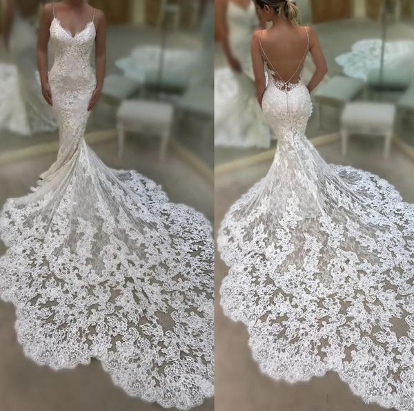 Nuovo 2020 sexy senza spalline Boho abiti da sposa a sirena applique in pizzo senza maniche illusione backless africano plus size abiti da sposa formali