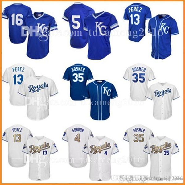 

Men's Kansas City 13 Salvador Perez 35 Eric Hosmer Jersey Royals 16 Bo Jackson 4 Alex Gordon 5 George Brett Baseball Jerseys