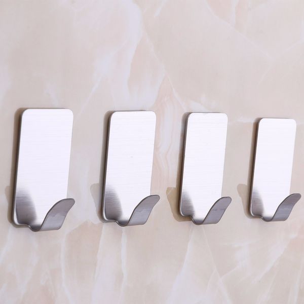 

10pcs/set stainless steel hooks kitchen bathroom bedroom hanger holder home essential wall door strong sticky self adhesive hook