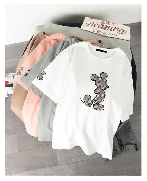 

2020 women designer t shirt for summer with cartoon printed new arrival fashion casual streetwear t shirts 4 colors clothing size s-xl, White