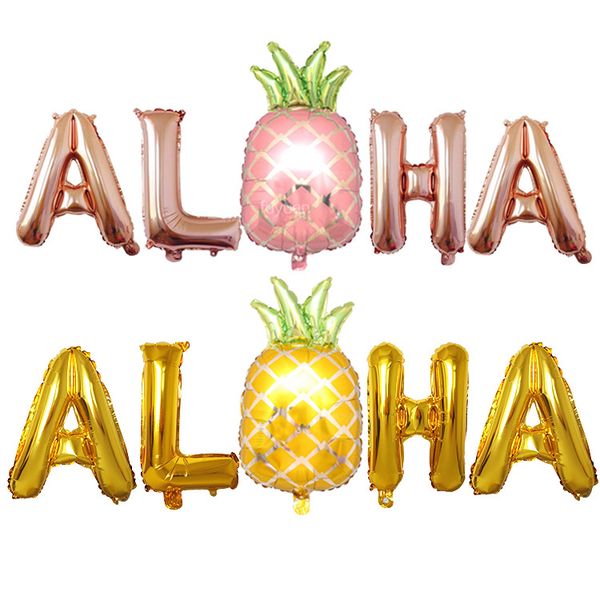 

hawaii party decorations pineapple foil balloons aloha party balloon letter air balls pineapple party supplies globos