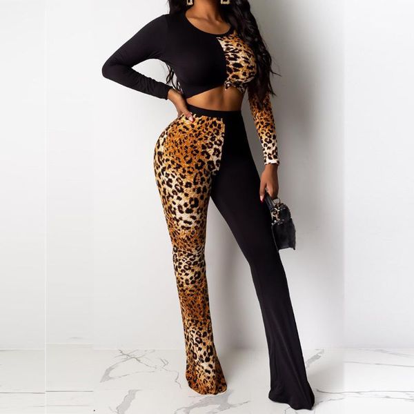 

2020 women printed long sleeves leopard print leopard patchwork running set women tracksuits 2 piece set deporte#, Black;blue