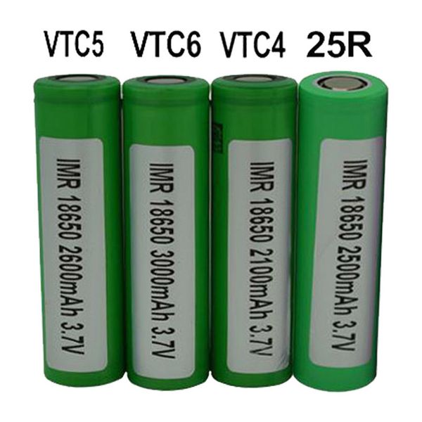 

100pcs 100% battery vtc4 vtc5 vtc6 25r 18650 inr battery 2500mah 3000mah 3.7v rechargable lithium batteries cell