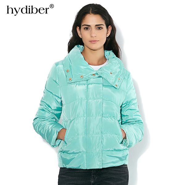 

hydiber new arrival high collar winter jacket women wadded 2018 spring autumn fashion slim warm casual ladies basic coat, Black