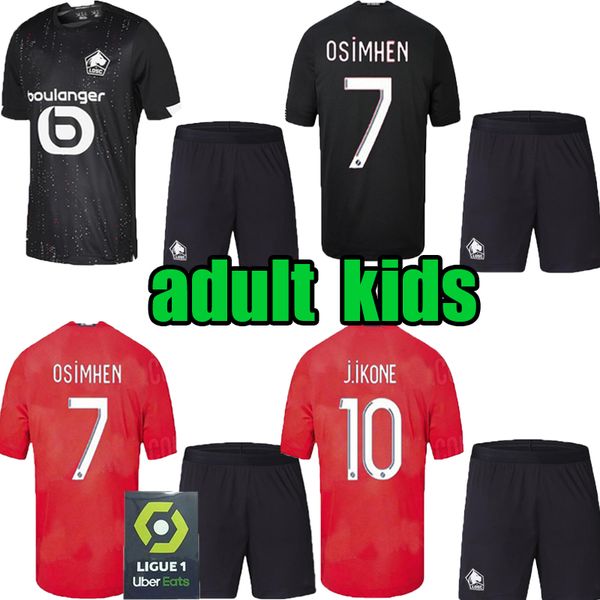 

kids 20 21 losc lille away black soccer jerseys 2020 2021 lille olympique osimhen bamba yazici celik men child football shirts shorts, Black;yellow