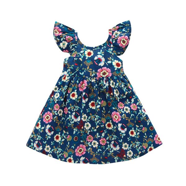 

girls floral dress kids ruffle sling dress baby girls dresses toddler beach a-line dresses adjustable shoulder strap 1-6t 060618, Red;yellow