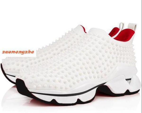 

fashion designer shoes red bottom studded spikes sneakers spike sock mens and womens spikes training shoes, Black