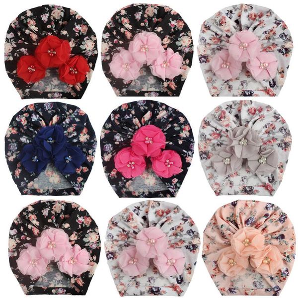 

cute baby elastic hats headband floral cap baby girl mini pearls hair accessories toddler kids urban headwear, Slivery;white