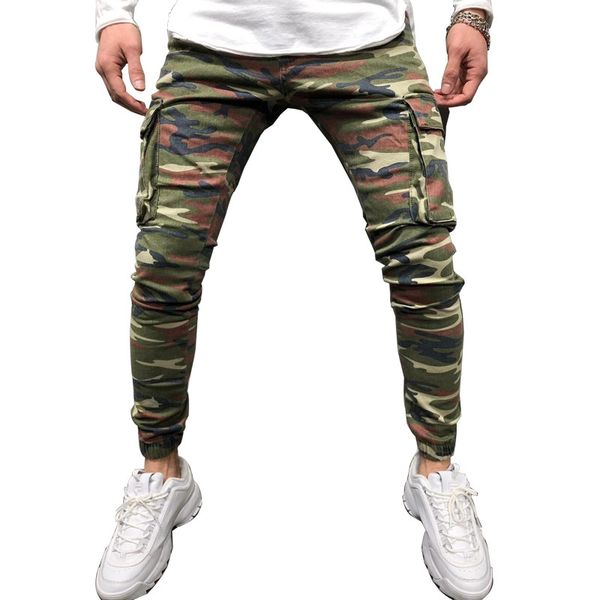 

men's jeans moruancle mens fashion hi street camouflage pants with pockets stretchy camo denim trousers streetwear s-xxxl, Blue